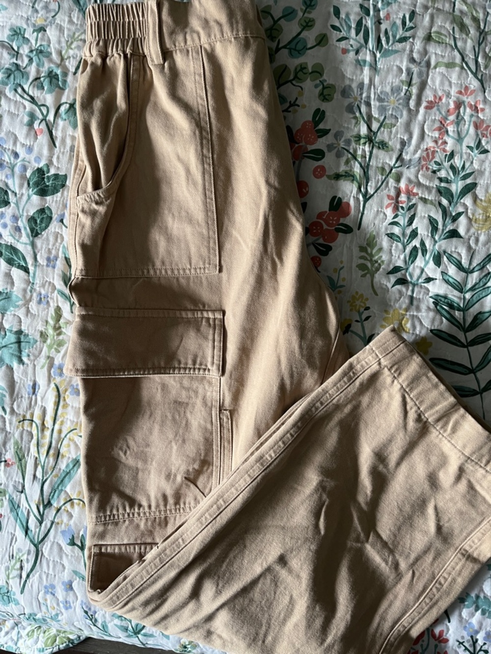 Elodie Neutral Tan Elastic Waist Pants